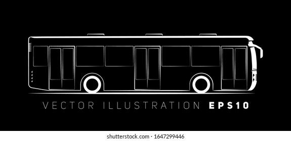 einfaches Konturbild eines Busses auf dunklem Hintergrund