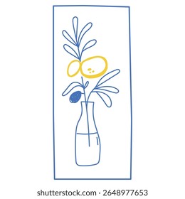 Contorno Simples Contorno Flor Padrão de impressão. Tema de descanso de viagem e férias. Summer Resort Art Swatch Doodle Linha Mão Artesanato Decoração. Desenho simples de buquê de esboço.