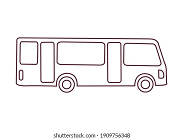 Simple contoured icon of bus on white background flat vector illustration