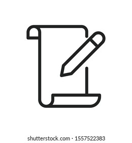 Simple contract line icon. Stroke pictogram. Vector illustration isolated on a white background. Premium quality symbol. Vector sign for mobile app and web sites.
