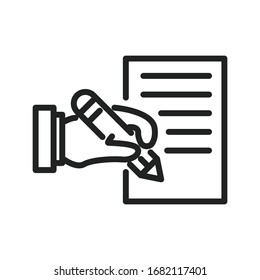 Simple contract line icon. Stroke pictogram. Vector illustration isolated on a white background. Premium quality symbol. Vector sign for mobile app and web sites.