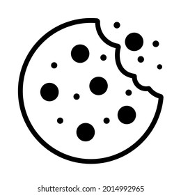 Simple cookie icon flat stylized vector illustration. Black and white image isolated on white background. Oatmeal sugar cookies silhouette or logo.