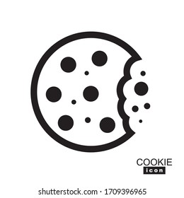 Simple cookie icon vector illustration. Oatmeal sugar bitten cookies silhouette or logo. Round black and white biscuit symbol isolated