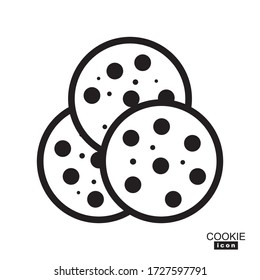 Simple cookie icon vector illustration. Oatmeal sugar bitten cookies silhouette or logo. Round black and white biscuit symbol isolated