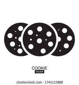 Simple cookie icon vector illustration. Oatmeal sugar bitten cookies silhouette or logo. Round black and white biscuit symbol isolated