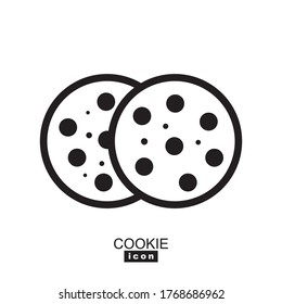 Simple cookie icon vector illustration. Oatmeal sugar bitten cookies silhouette or logo. Round black and white biscuit symbol isolated