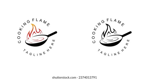 Simple cooking flame logo design with unique concept| fire logo| premim vector