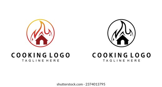 Simple cooking flame logo design with unique concept| fire logo| premim vector