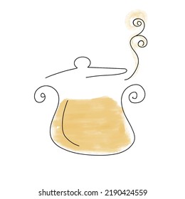 Simple Cooking Pot, Pan, Hand drawn Icon Logo