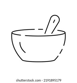 Simple Cooking Related Vector Line Icon. Vector kitchen in restaurant with cook and meal. Editable Stroke. Pixel Perfect. Food eating. Bowl or pot