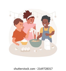 Simple Cooking Skills Isolated Cartoon Vector Illustration. Healthy Eating Habits, Learn Simple Cooking, Mixing Ingredients, Nutrition In Kindergarten, Daycare Center Activity Vector Cartoon.