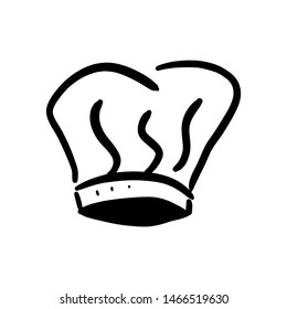 Simple cook's hat (or a chefs hat). Hand drawn cartoon vector ink illustration isolated on white background. Only outline, contour.