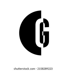 simple cool black letter G half round design icon logo