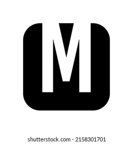 simple letra fría en negro icono de diseño cuadrado M pointy