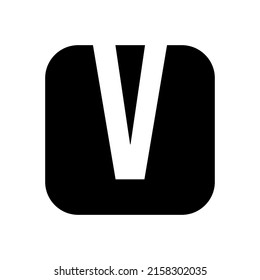 simple letra fría en negro V icono de diseño de caja de cinta