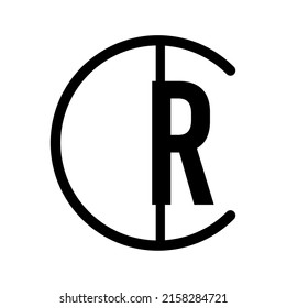 logotipo de diseño de letras RC y CR de línea negra simple