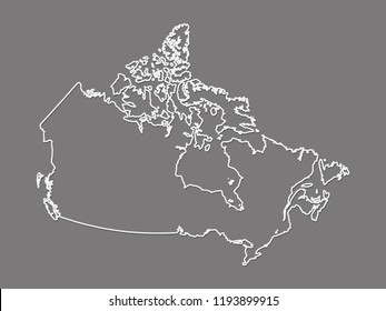 Simple Cool Black White Canada Map Stock Vector (Royalty Free ...