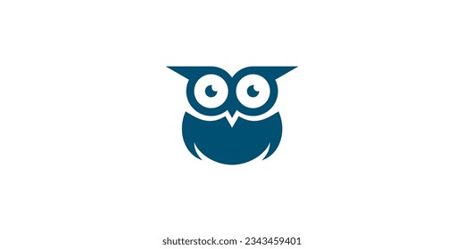 a simple and cool blue color owl vector