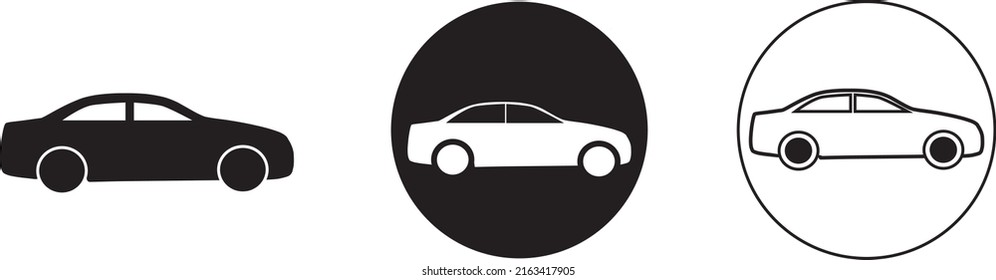 Simple and cool car vector illustration icon set black and white