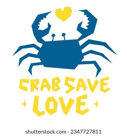 simple but cool design, image of a crab protecting a symbol of love, very suitable for contemporary clothing merchandise.