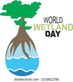 Simple and cool design images, latest logos, environment, wetlands consisting of green trees, blue lakes and green grass to commemorate world wetlands day in vector form