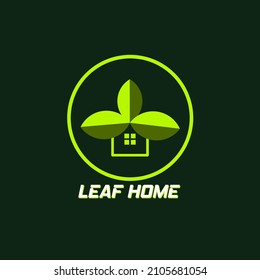 simple and cool, elegant leaf and house theme logo design.