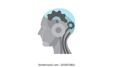 

a simple and cool modern robot head icon logo suitable for modern technology and artificial intelligence illustrations or logos