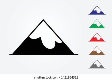 Simple cool mountain peak logo vector using many colors on white background illustration