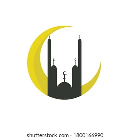 Simple cool ramadan moon mosque Vector icon