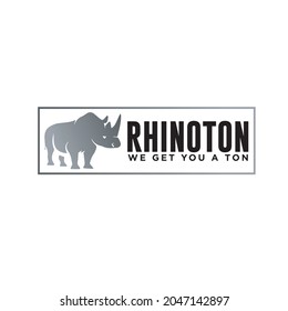 simple cool rhino icon logo emblem in rectangular shape