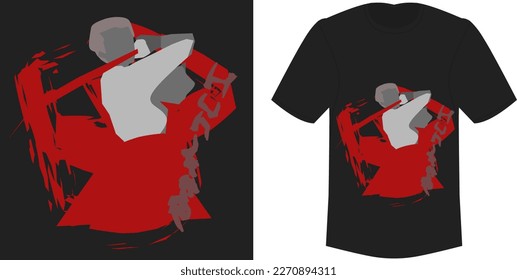 simple but cool, samurai logo t shirt with sword scratch background, hunter variant 2