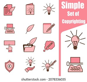 simple copyright related vector line icon set Contains icons such as a typewriter.