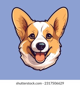 Sencillo retrato Corgi fondo azul