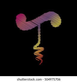 Simple corkscrew sign. Coloful chalk effect on black backgound.
