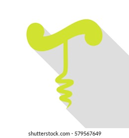 Simple corkscrew sign. Pear icon with flat style shadow path.