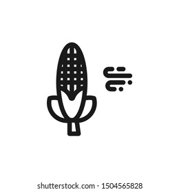 Simple corn icons with wind and leaf in line style design on white background. Suitable for autumn seasons, vegetable, pattern design and website app. Pixel Perfect 48x48. Vector Illustration EPS 10.