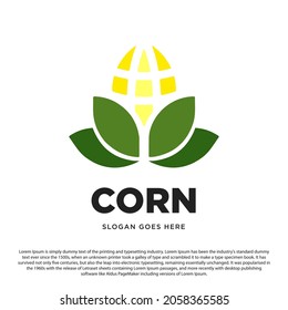 Simple corn logo design with 4 leaf