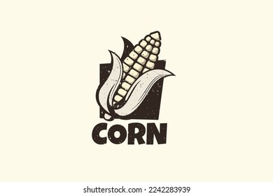 simple corn logo in vintage style for any business especially for farming, harvest, agriculture, etc.