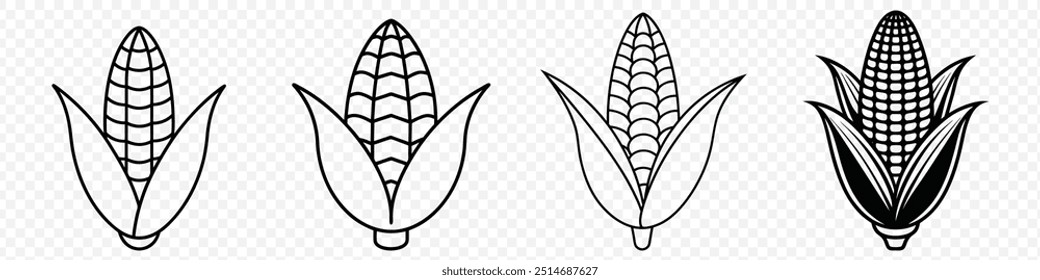 Simple corn vector icon, Corn Symbol Vector. Corn Silhouette Vector, Corn icon set, wheat icons set