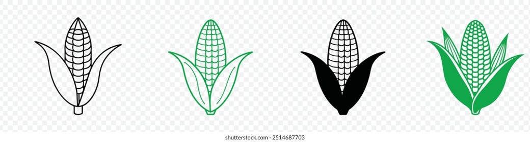 Simple corn vector icon, Corn Symbol Vector. Corn Silhouette Vector, Corn icon set, wheat icons set