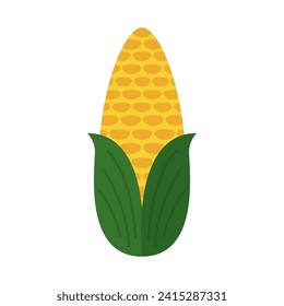 Simple corn vector illustration isolated on white background. Cute corn or corncob cartoon style. Corn maize sign icon.