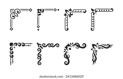 Simple corner ornament vector frame set