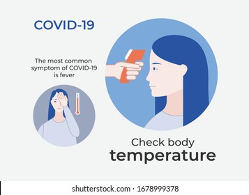 Simple Coronavirus Poster Says To Check Body Temperature During Covid Outbreak.