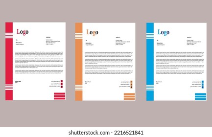 Simple corporación azul amarillo y rojo Vector de color Carta Plantilla de cabeza con tamaño estándar