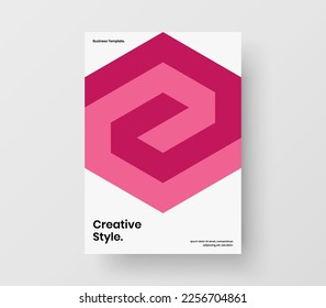 Folleto corporativo sencillo, ilustración de diseño vectorial A4. Plantilla de cubierta de hexágonos de mosaico intenso.