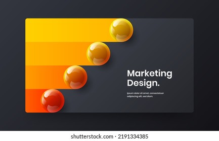 Simple corporate brochure design vector illustration. Clean 3D spheres banner layout.