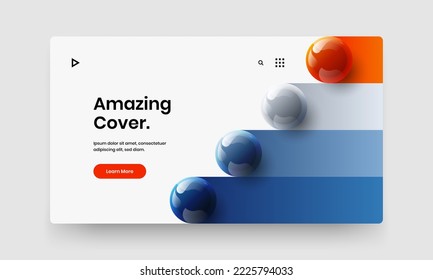 Simple corporate brochure design vector template. Colorful 3D balls book cover illustration.