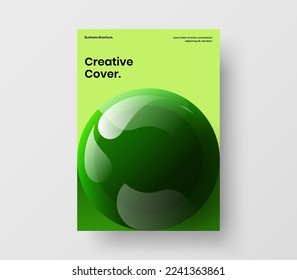 Simple corporate brochure design vector layout. Colorful 3D balls placard concept.
