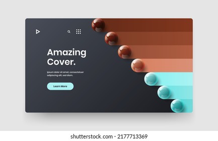 Simple corporate brochure vector design layout. Bright realistic balls site concept.