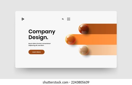 Simple corporate brochure vector design template. Creative 3D spheres site screen layout.